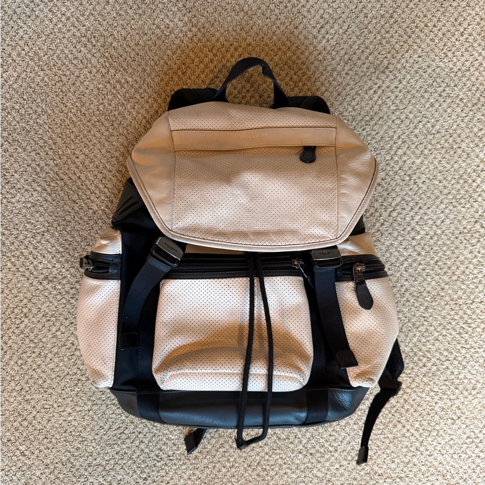 White & Black Coach Backpack